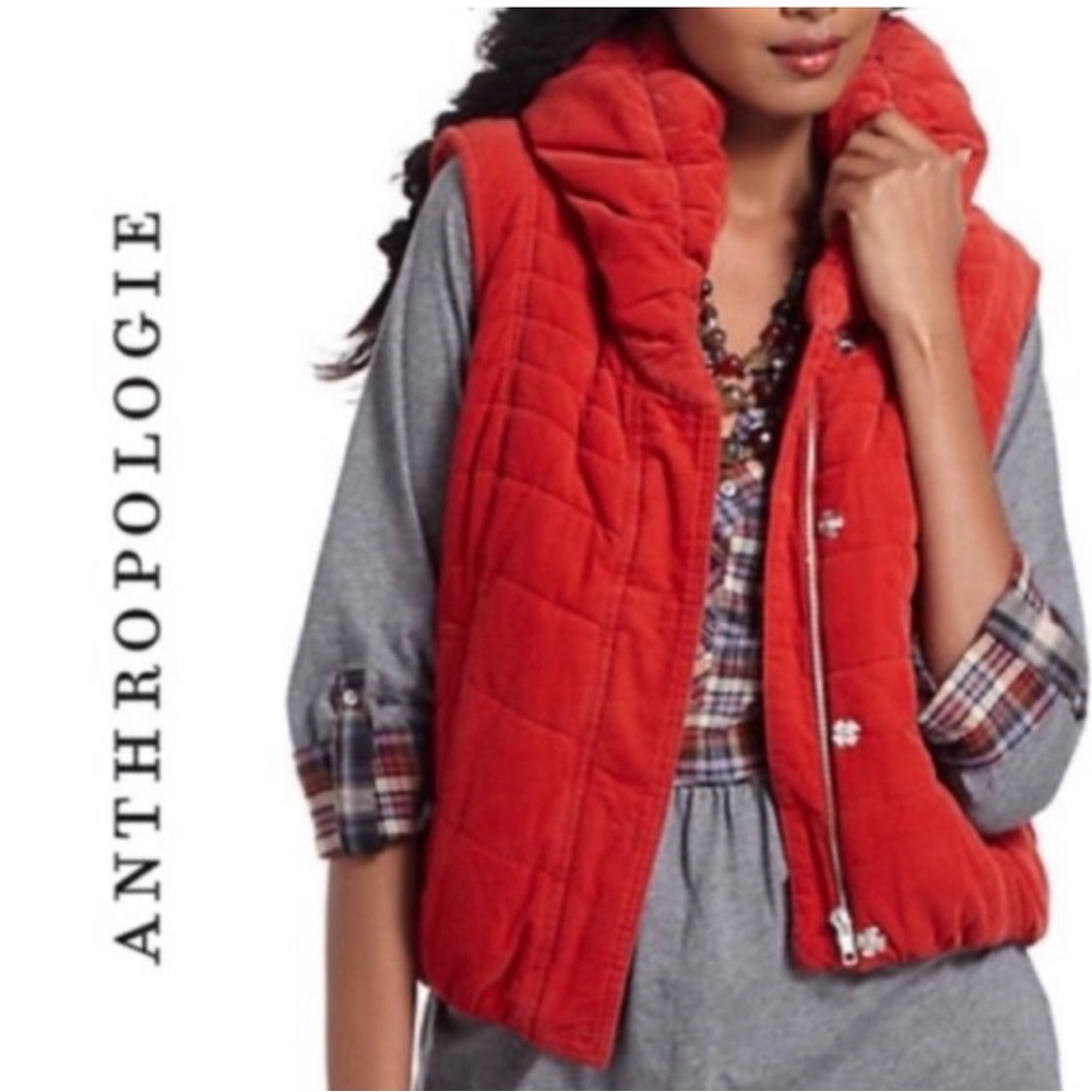 Anthro Daughters of the Liberation Medium Red Quilt Cotton Puffer Vest Orig$120